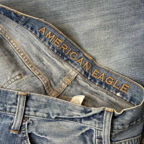 Vintage American Eagle Jeans Men 36x32 Boot Cut Jeans Light Distressed Paint Y2K - Picture 8 of 13